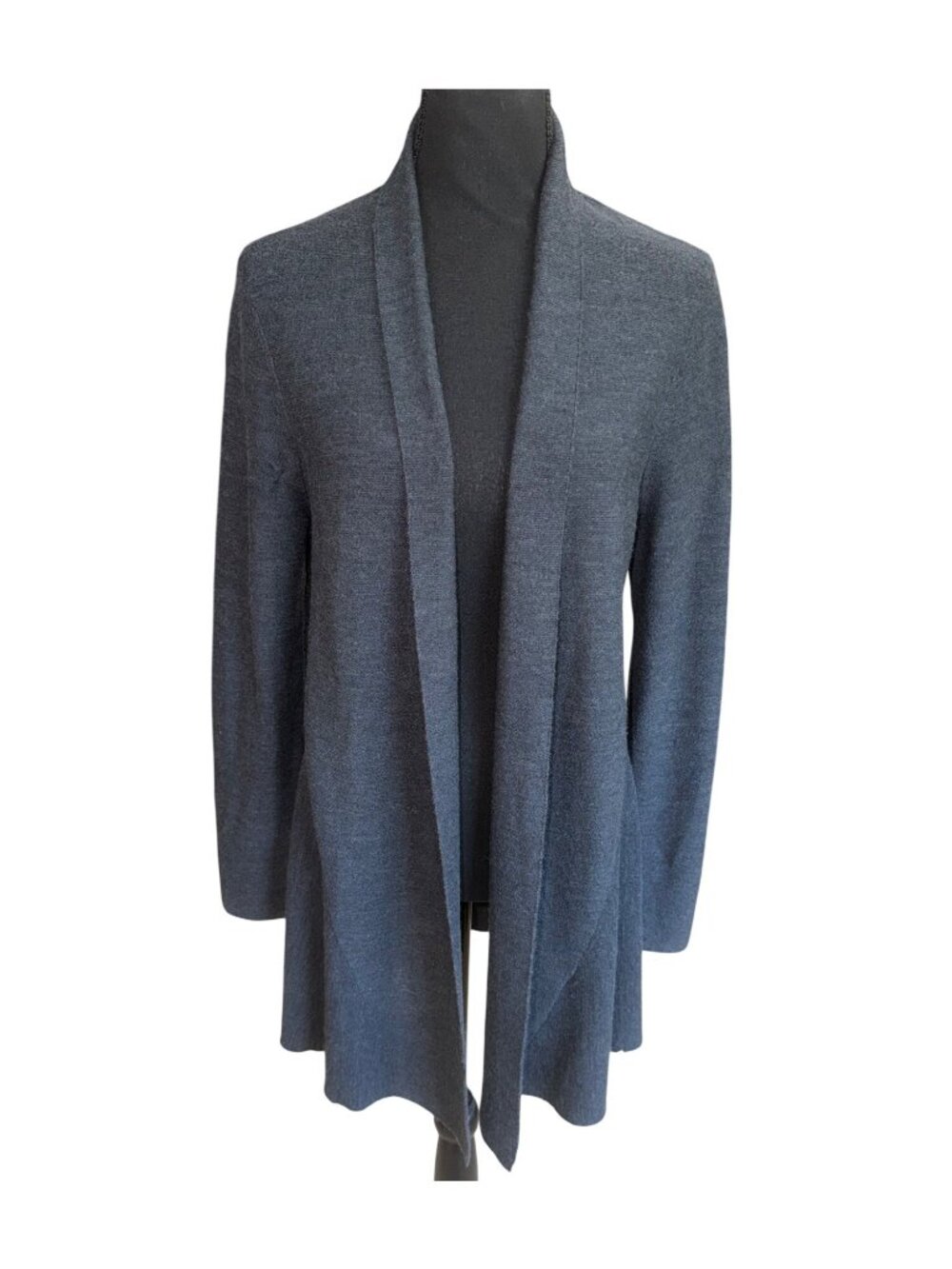 Eileen Fisher Gray Open Front Merino Wool Cardigan Sweater Jacket Womens M Italy